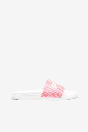 FILA Drifter Luxe Repeat Slides White / Pink / White,Womens Shoes | CA.MHUAWL208